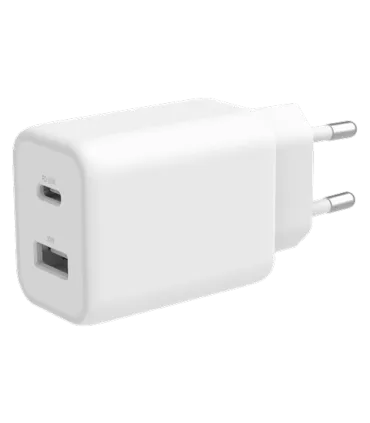 Deltaco 2-port 33W USB Charger with USB-A + USB-C PD ports, PPS, CE/EU