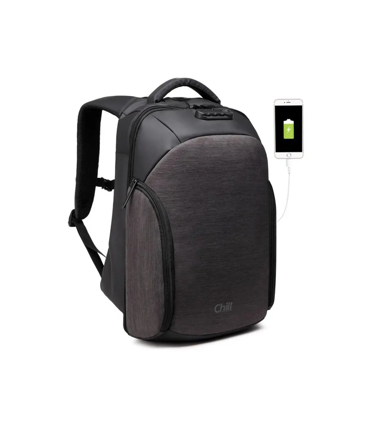 Chill Stealth Anti-Theft Backpack. Code Lock, Water Repellent & Thermo
