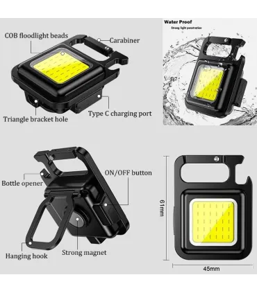 Powerful Mini COB LED flashlight, 500mAh rechargeable