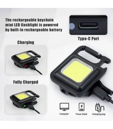 Powerful Mini COB LED flashlight, 500mAh rechargeable