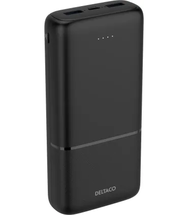 Deltaco 20000mAh USB-C PD PowerBank (20W), Black, CE