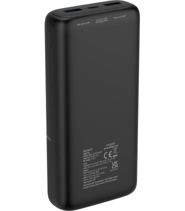 Deltaco 20000mAh USB-C PD PowerBank (20W), Black, CE