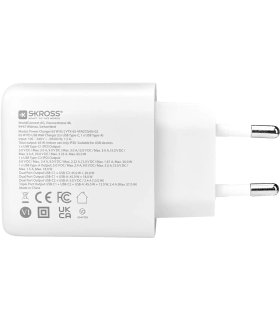 Skross 3-port 65W USB-C PD (USB Power Delivery) GaN Fast Charger, EU/CE