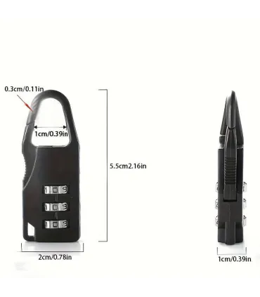 Mini code lock for bags/backpacks/luggage etc.