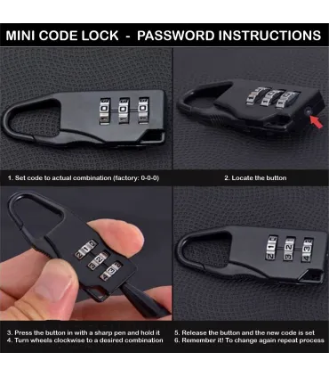 Mini code lock for bags/backpacks/luggage etc.