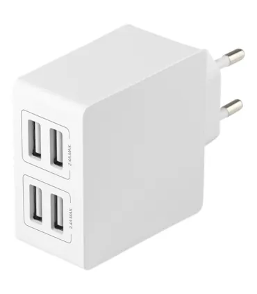 Deltaco 4-port USB Charger Adapter, 5V/4.8A (24W), Smart-IQ EU