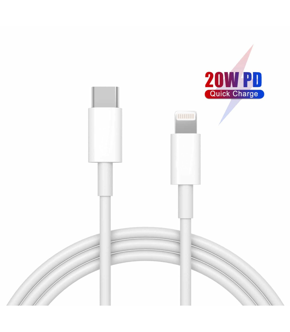 USB-C to Apple Lightning cables (USB-PD) Length / Color White Rubber - 100  cm (20W USB-PD)