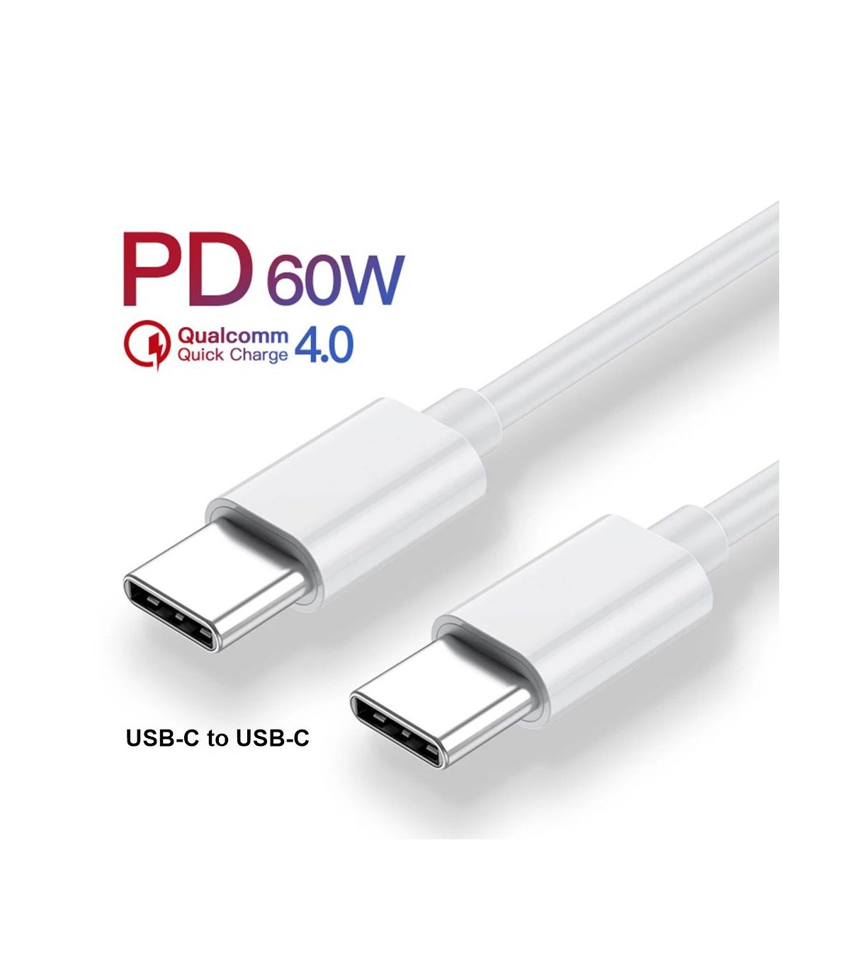 Billige til USB-C kabler - 60W USB Power Delivery (USB-PD) Farve / længde Gummi - 30 cm (60W USB-PD)